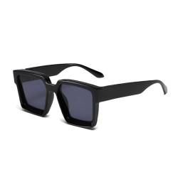 No Name Ltd Übergroße Rapper-Sonnenbrille für Herren 2024, ikonische Celeb Square Retro Hip Hop Shades Brille UK, Lack, Grau von No Name Ltd