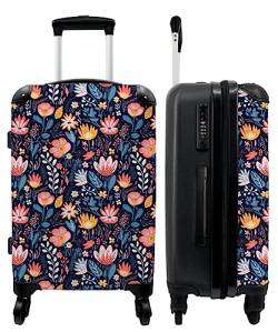 NoBoringSuitcases.com® Großer Koffer - Blumen - Muster - Pflanzen - Botanisch - Kombinationsschloss TSA - Hartschalen Trolley 4 Rollen - 90 Liter - Reisekoffer - 66 cm von NoBoringSuitcases.com