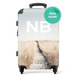 NoBoringSuitcases.com® Koffer personalisiert, 67x43x25cm - Koffer Groß, Koffer Hartschale Mittelgroß - Rollkoffer - Sandweg - Hartschalenkoffer - Leicht - Koffer mit Namen Initialen von NoBoringSuitcases.com