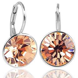 NOBEL Silberohrringe 925 Pfirsich Kristalle aus EU 925 Sterling Silver - Light Peach von Nobel