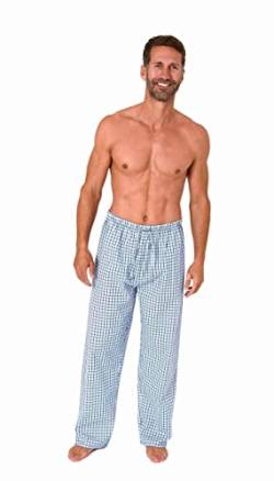 Herren Schlafanzug Pyjama Hose lang kariert aus Baumwolle Schlafhose für Männer, Farbe:blau, Größe:52 von Normann