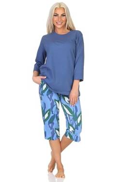 Normann Damen Capri Pyjama kurzarm aus weichem Jersey, Hose im modernen Print, Farbe:marine, Größe:40-42 von Normann