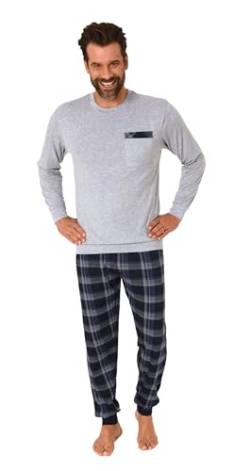 Normann Herren langarm Schlafanzug mit Bündchen und Karierter Jersey Hose, Farbe:grau, Größe:54 von Normann