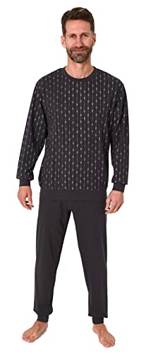Normann Herren Schlafanzug langarm, Pyjama mit Minimal-Print - 122 101 10 751, Farbe:anthrazit, Größe:50 von Normann