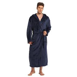 North Bund Herren Bademantel Morgenmantel Flanell Nachtwäsche Frottee Flauschig Lang Edler Weicher Kimono Mit Kapuze Mikrofaser Farb- Größenauswahl Blau L/XL von North Bund