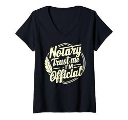 Damen Notar trust me im Official Notary T-Shirt mit V-Ausschnitt von Notary Supplies