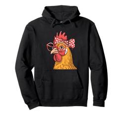 Lustiges Huhn Dame Hahn Henne trägt Bandana Damen Herren Pullover Hoodie von Novelty Farmer Chicken Farming Teacher Red Bandana