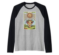 Lustige Vintage Vegan und Sonne Karte Vegetarischer Witz Damen Herren Raglan von Novelty Vegan Appreciation Wife Husband Veganism