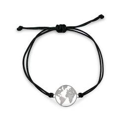 Nuoli® Weltkugel Armband Silber (verstellbar bis 20 cm) Welt Armband Damen Silber mit Erde Anhänger von Nuoli