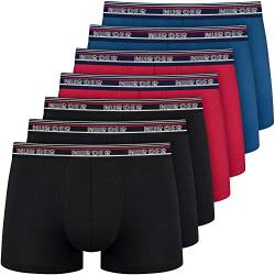 Nur Der Herren 7er Pack Powerful Baumwolle Enge Boxershorts Retro-bund Unterhosen Boxer, Blau/Rot/Schwarz, XL EU von Nur Der