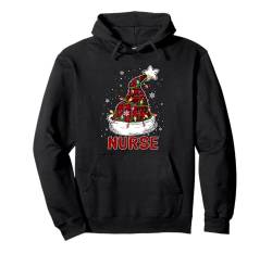 Krankenschwester Job Team Weihnachtsmütze Bunte Lichter Pullover Hoodie von Nurse Christmas Costume