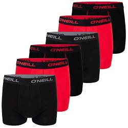O'Neill Herren Boxershorts 6er Pack Uni Sport Boxer Männer Basic Trunk Unterwäsche Unterhose ohne Eingriff, Größe:L, Vorteilspacks:6X Black Red (7000) von O'Neill