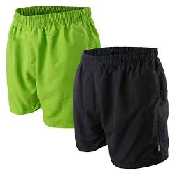 OAHOO Herren Badeshorts (2 Stück) Badehose mit Mesh-Futter und Taschen - Schwarz-Grün 3XL von OAHOO