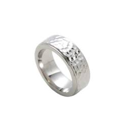 OAKKY 8mm Jahrgang Gehämmerte Oberfläche Edelstahl Ringe für Männer Ehering Kuppel Ring Silber Größe 68 (21.6) von OAKKY