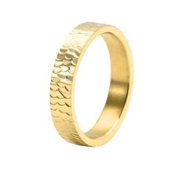 OAKKY Frauen Persönlichkeit Cool Hip Hop 4mm Dünn Stapelbar Drachenmuster Biker Ring Edelstahl Versprechen Ehering Gold Größe 62 (19.7) von OAKKY