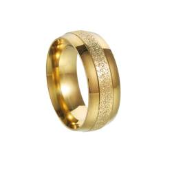 OAKKY Herren Persönlichkeit Einfach 8mm Raffinierter Stil Mattes Finish Sandstrahlen Peeling Paar Ring Edelstahl Gold Größe 62 (19.7) von OAKKY