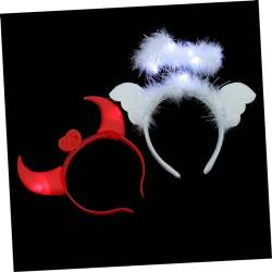 OATIPHO 2 Stück Engelshorn Stirnband Ochsenhorn Stirnband Teufelshorn Stirnband Cosplay Haarreifen Ochsenhorn Haarband Haarschmuck Requisite Halloween Party Horn Stirnband Engels von OATIPHO