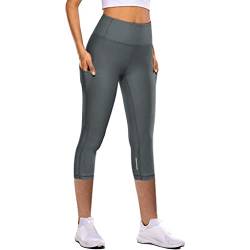 Hose Damen 3/4 Capris Hosen Freizeit Leichte Sommerhose Capri Leggings Damen High Waist Schwarz Leggins Blickdicht Laufhoseyogahose Sporthose Active Formende Capri-Leggings Sportleggings Für Sport Gym von OBiQuzz