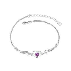 OBiQuzz Armband Papa für Frauen, Teenager-Mädchen, Liebes-Herz-Charm-Kettenarmband, Herz-Armbänder für Frauen, Modeschmuck, Geschenke Verete Damenarmbänder (Purple, One Size) von OBiQuzz