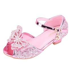 OBiQuzz Kinderschuhe mit glänzenden Sandalen Prinzessin Schuhe Bogen High Heels zeigen Prinzessin Schuhe Lauflernschuhe Baby (Pink, 36 Big Kids) von OBiQuzz