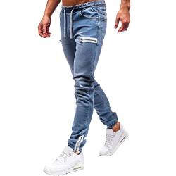 OBiQuzz Stretch Jeans mit Gummibund Herren Cargo Jeans Hose Freizeithose in Jeansoptik Casual Jeans Pants Slim fit Denim Mode Jogginghose Sweatpants Outdoorhose Tunnelzug Hose Cargo Jeans Hose von OBiQuzz