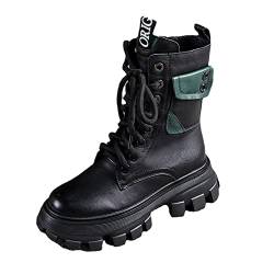 Springerstiefel Damen Gefüttert Kampfstiefel Mit Schnürung Schnürboots Combat Boots Reißverschluss Schnürstiefeletten Blockabsatz Militärstiefel Winterschuhe Plateau Sicherheitsschuhe Wanderstiefel von OBiQuzz