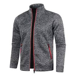 Sweatjacke Herren mit Reissverschluss Ohne Kapuze Klassisch Sportjacke Leichte Jacke Stehkragen Trainingsjacke Strickjacke mit Taschen Freizeitjacke Softshelljacke Laufjacke von OBiQuzz