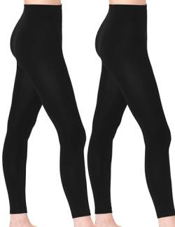 OCERA Damen Thermo Leggings mit Innenfleece, Highwaist Winter Leggings mit Warmer angerauter Innenseite, 2 Pack schwarz in Gr. M von OCERA