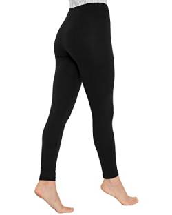 OCERA Leichte Winter Leggings aus atmungsaktiver Baumwolle, innen weich angeraut, Schwarz - M von OCERA