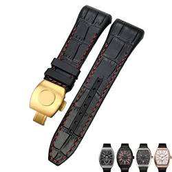 OCNFZ Für Franck Muller Uhrenarmband 28mm Rindsleder Silikon Uhrenarmband Nylon Gummi Faltschließe Uhrenarmbänder Für Männer Armband(Black red gold) von OCNFZ