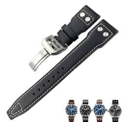 OCNFZ Italienisches Rindsleder-Uhrenarmband für IWC PILOT Mark PORTUGIESER PORTOFINO Uhrenarmbänder 20mm 21mm 22mm(Black white,22mm) von OCNFZ