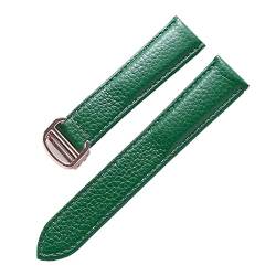 OCNFZ Uhrenarmband für TANk SOLO Herren Dame Faltschließe Uhrenarmband Echtes Leder weiches Uhrenarmband Gürtel 20mm 22mm 23mm(Green-rose gold,23mm) von OCNFZ