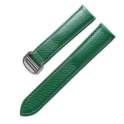 OCNFZ Uhrenarmband für TANk SOLO Herren Dame Faltschließe Uhrenarmband Echtes Leder weiches Uhrenarmband Gürtel 20mm 22mm 23mm(Green-silver,20mm) von OCNFZ