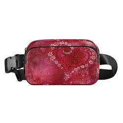 Valentinstag Herzförmige Liebe Rote Gürteltaschen Crossbody Fanny Pack Unisex Mini Gürteltasche mit verstellbarem Riemen, Valentinstag Herzform Liebe rot von ODAWA