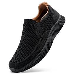 ODCKOI Herren Slip On Casual Sneaker Leichtgewicht Atmungsaktive Schuhe Mesh Freizeitschuhe Bequem Sportschuhe Walking Turnschuhe Loafers-Schwarz-47 von ODCKOI