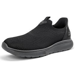 ODCKOI Slip on Sneaker Herren Ohne Schnuersenkel Schuhe Mesh Sportschuhe Atmungsaktiv Leicht Laufschuhe Bequem Turnschuhe Leichtgewichts Outdoor Joggingschuhe Schwarz-Dunkelgrau Sohle 42 von ODCKOI