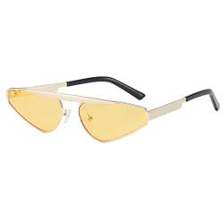 OGOBVCK Vintage Triangle Sonnenbrille Mode Retro Cat Eye Sonnenbrillen Brille UV-Schutz für Damen Frauen (Yellow) von OGOBVCK