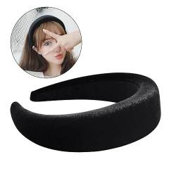 OHPHCALL 1 Stück Breites Haarband Mit Schwammtuch Für Damen Haarschmuck Schwarz Ideal Sport Haarband Oder Für Besondere Anlässe Perfekt Für Frauen Und Mädchen von OHPHCALL