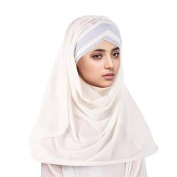 Frauen Hut Muslim Rüschen Chemo Turban Wrap Cap Schal Schal Lauf Haarband Damen (White, One Size) von OIUHJN