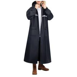 OIUHJN Langer Regenmantel mit abnehmbarer für Männer Frauen | Robuster, doppellagiger Ganzkörper-Regenanzug für Outdoor-Wanderungen | Jedes Wetter | Unisex-Regenmantel Bunte Jacken Damen (Black, XL) von OIUHJN