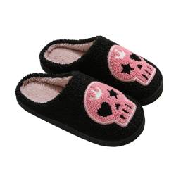 OKESYO Halloween Hausschuhe Damen Plüsch, Halloween Bedruckte Hausschuhe, Rutschfeste Warme Halloween Slippers, Lustig Hausschuhe für Winter Halloween Weihnachten Geschenke Unisex von OKESYO