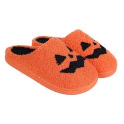 OKESYO Halloween Hausschuhe Damen Plüsch, Halloween Bedruckte Hausschuhe, Rutschfeste Warme Halloween Slippers, Lustig Hausschuhe für Winter Halloween Weihnachten Geschenke Unisex von OKESYO