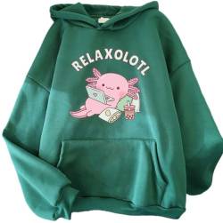 OLIPHEE Damen Dinosaurier Kapuzenpullover Mädchen Kawaii Sweatshirt Teenager Casual Funny Locker Langarm Cartoon Anime Hoodie Türkis XL von OLIPHEE