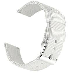 OLLREAR Unisex Nylon Uhrenarmbänder Edelstahl Silberne Schnalle 22mm Weiß Smartwatch Armband Verstellbare Geflochtenes Ersatz Uhrenarmband für Herren und Damen von OLLREAR