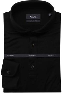 OLYMP SIGNATURE Soft Business Tailored Fit Poloshirt schwarz, Einfarbig von OLYMP SIGNATURE