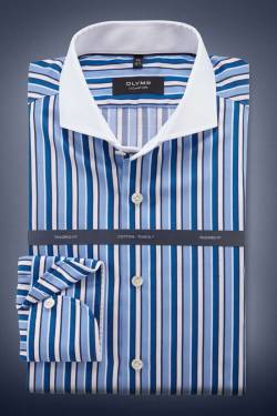 OLYMP SIGNATURE Tailored Fit Hemd blau/weiss, Gestreift von OLYMP SIGNATURE