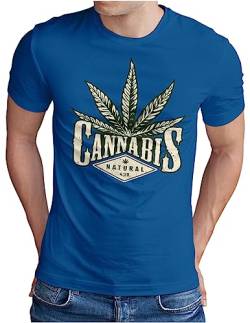 OM3® 420 Cannabis T-Shirt | Herren | Weed Leaf Blunt Marihuana Ganja | Blau, L von OM3