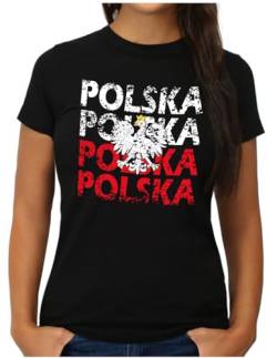 OM3® Polska T-Shirt | Damen | Polen Teamshirt Poland Flagge Fussball EM Fanshirt II | M, Schwarz von OM3