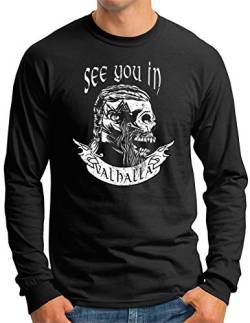 OM3® See You in Valhalla Skull Langarm Shirt | Herren | Runen Vikings Wikinger Nordic Warrior | Schwarz, M von OM3