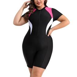 OMEWEE Badeanzug Große Größen für Damen Bademode mit Bein für mollige Frauen Sexy Bikini mit Druck Schwimmanzug Badeanzug Damen Sport weiß 2XL von OMEWEE